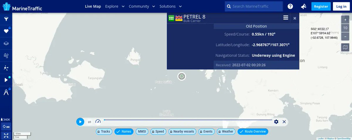 Hey #OSINT, marinetraffic.com provides real-time info movements and current location of ships. Database includes details of location where they were built plus dimensions of vessels, gross tonnage and IMO number. 

#OSINTForAll #marine #tools