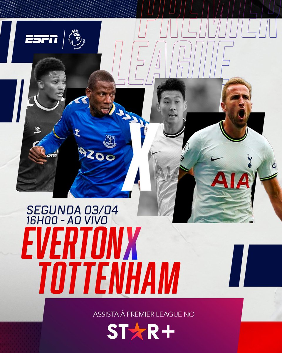 🚨Segundou com #PremierLeagueNaESPN! Hoje, às 16h, Everton e Tottenham se enfrentam. Qual seu favorito nesse confronto?

Assista AO VIVO pela #ESPNnoStarPlus!
Acesse: dis.la/PremierLeague_…

#FutebolNaESPN