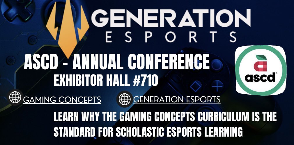 Esports curriculum for the school day?!? 🌟Come learn how providing relevant learning opportunities for kids can reengage your classroom.  #ASCDAnnualConference #ASCD23 @ASCD @JoinGenEsports @GamingConceptsU @GameplanEd