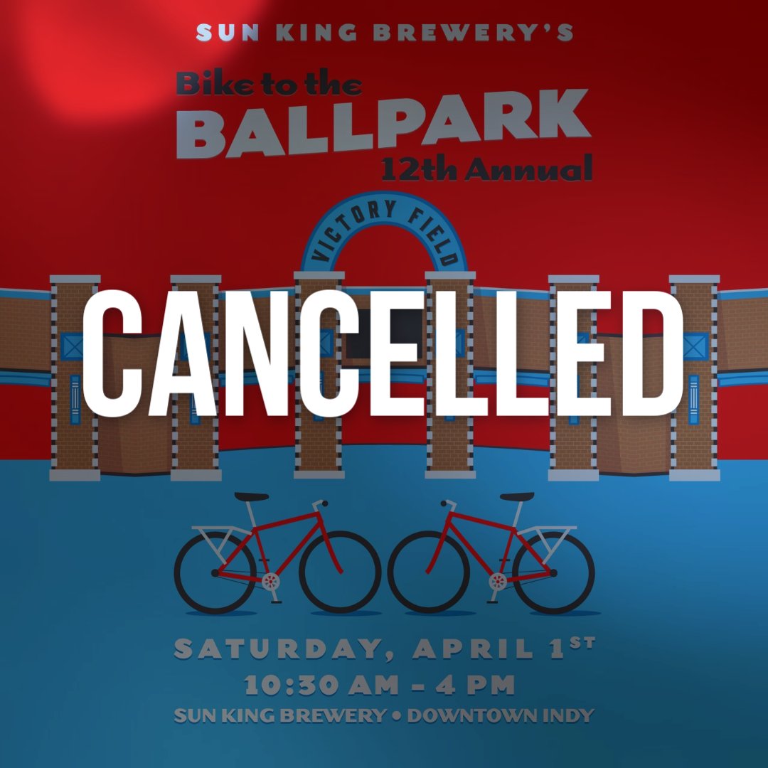 Due to today's predicted weather, we decided to CANCEL today's Bike to the Ballpark. We are working closely w/ the <a href="/IndyIndians/">Indianapolis Indians</a> to reschedule this event.

We are so sorry that we have to cancel but we want to make sure that everyone is safe and that good times are coming soon!