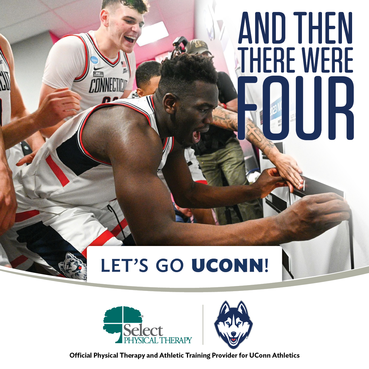 select_pt's tweet photo. Four teams, one dream. As the official physical therapy and athletic training provider for @UConnHuskies, we are so excited to see all the hard work from this team pay off. https://t.co/ImU0hYPUgH