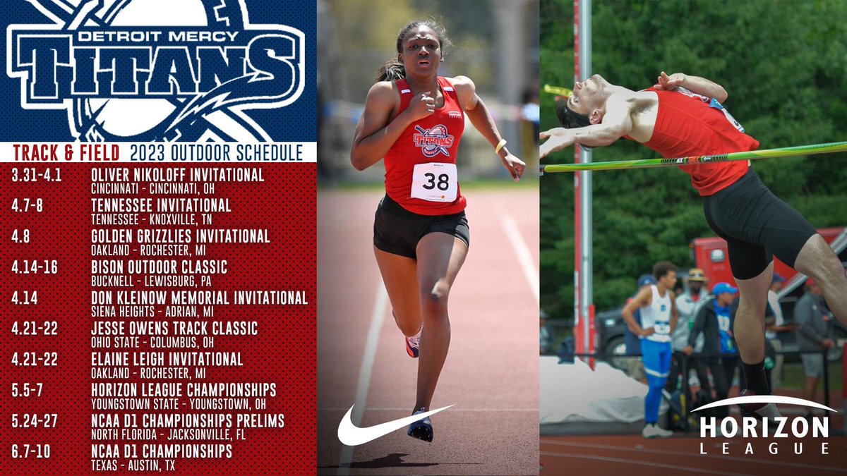 DetroitTitanTnF's tweet photo. 2023 Outdoor begins today with the #NikoloffInv.
Live timing
https://t.co/jwe2GWy1Cc.
#GOTitans! https://t.co/LHHdlusESr
