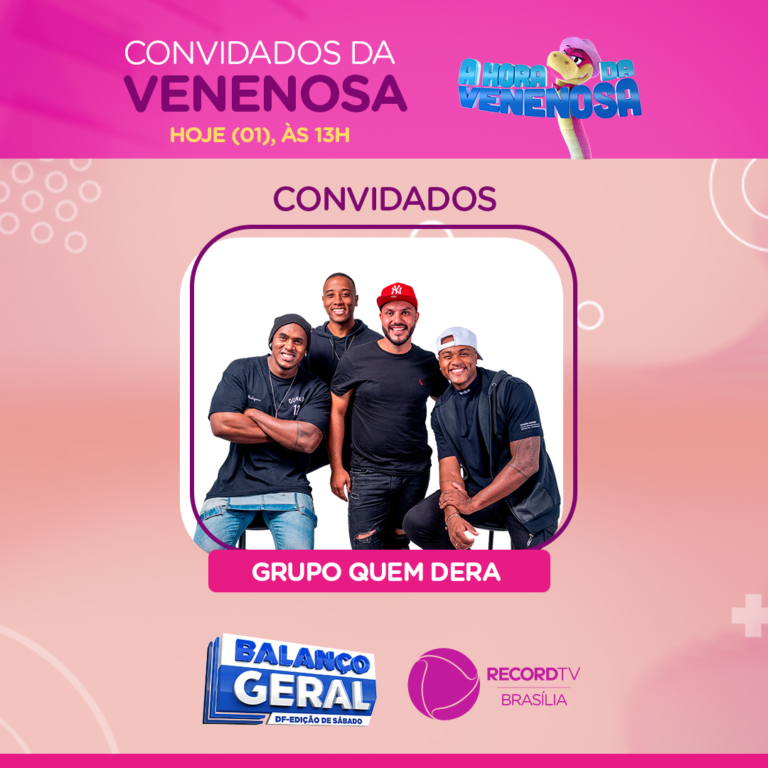 recordtvbsb's tweet photo. Amanhã tem @quemderaoficial na #HoradaVenenosa !! Vem dançar e cantar com a gente 🕺🎵
.
#recordtvbrasilia #bgdf https://t.co/nagaS7HSgE