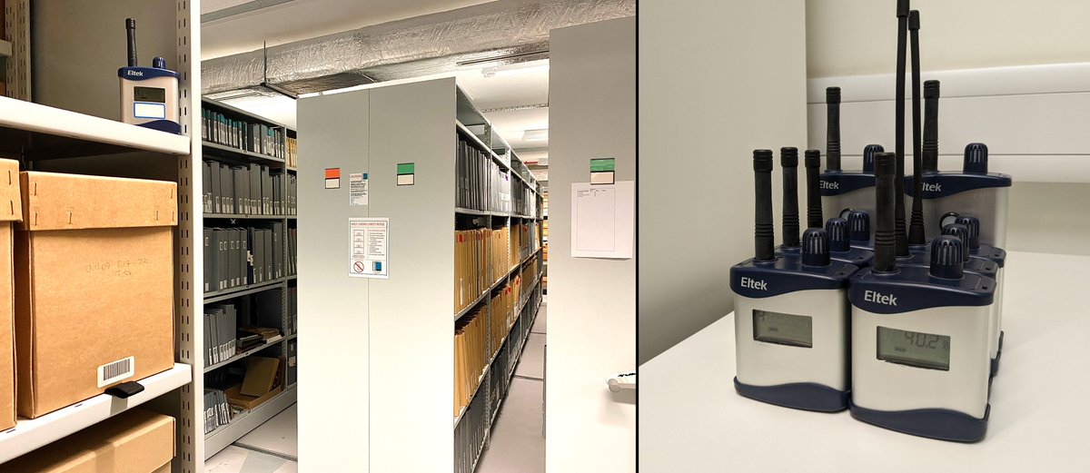 kent_archives's tweet photo. Last week, we calibrated our environmental monitors to ensure they continue to accurately record the temperature &amp; relative humidity (rH) of our strong rooms; one of many #PreventativeConservation measures at Kent Archives that conform to #BritishStandard 4971:2017.

@BSI_UK 📋🌡️ https://t.co/x31FW1A7Vt