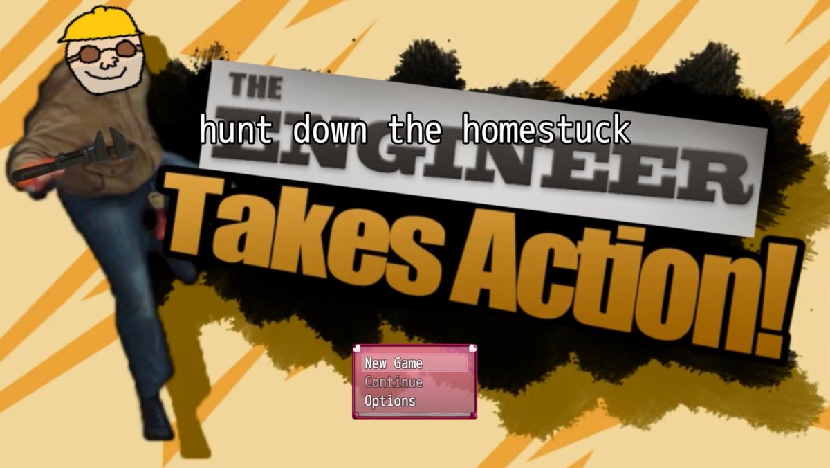 TEngineerfan's tweet photo. before i go i should show everyone the hunt down the homestuck game i teased months ago.

heres the title screen
[THREAD] https://t.co/aFX2ZeJoeO