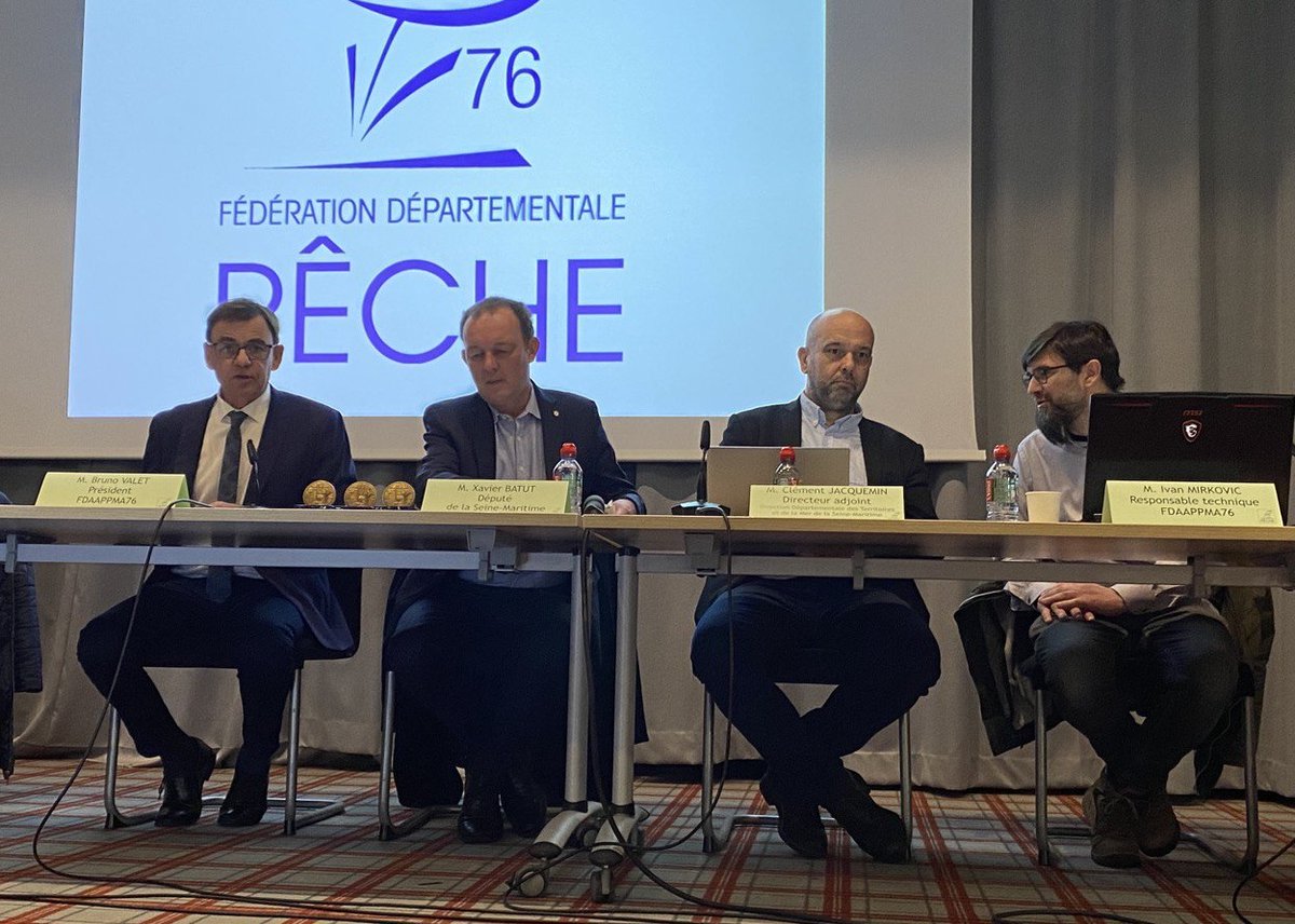 XavierBatut's tweet photo. AG de la Fédération de #pêche de la #SeineMaritime qui rassemble les #AAPPMA locales. La pêche de #loisir en eau douce est une activité qui trouve ses adeptes dans le 76 ; le nombre de cartes de pêche délivrées a bondit de +10,3% en 2022. #ruralité #biodiversite #circo7610 https://t.co/pzRF1PmhY1