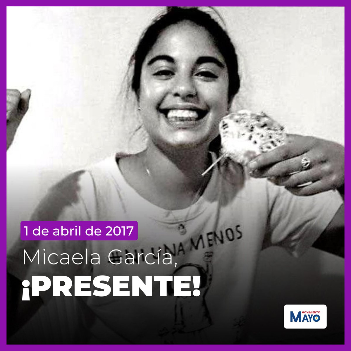 Movimiento_Mayo's tweet photo. A 6 años de su femicidio, recordamos a Micaela García.

Micaela era una joven de 21 años, militante del Movimiento Evita, comprometida con la lucha del feminismo y los Derechos Humanos. Fue víctima de femicidio en la localidad de Gualeguay, el 1 de abril de 2017. https://t.co/NDBmcrT9I5