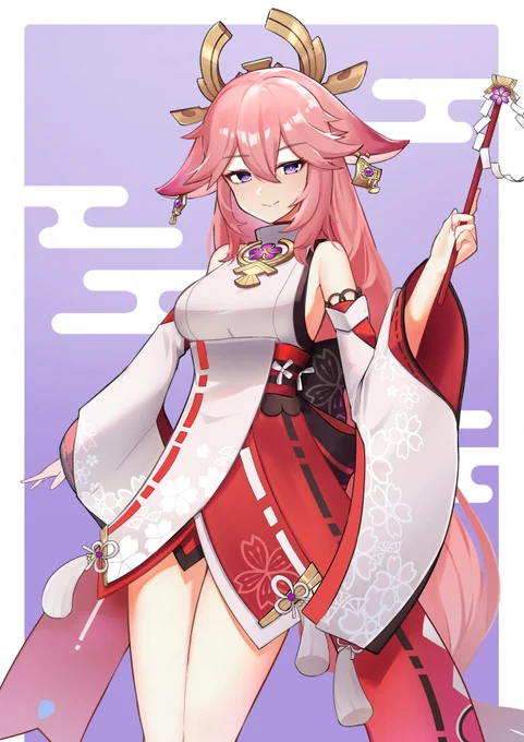 八重神子を描きました#原神 #GenshinImpact 
