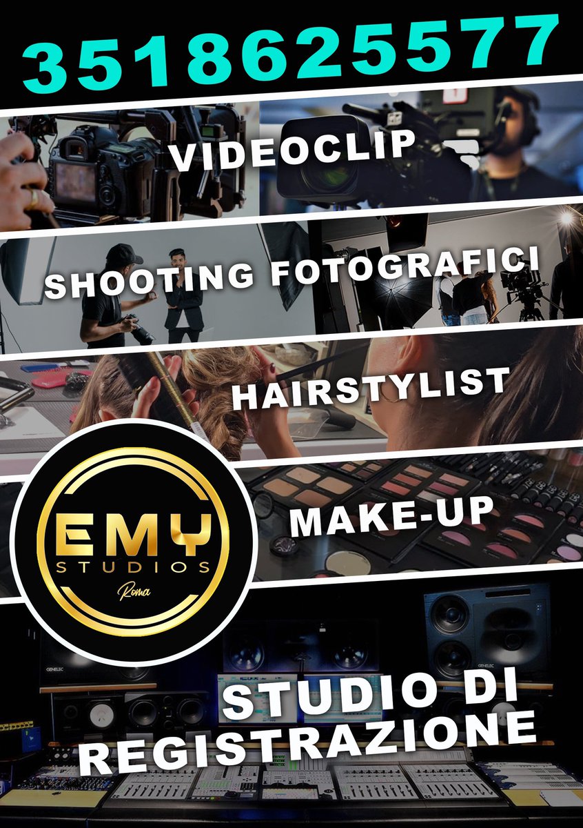 emyrecords_'s tweet photo. STUDIO RECORDING // ETICHETTA DISCOGRAFICA // SHOOTING FOTOGRAFICI // HAIRSTYLIST - MAKE UP// LEZIONI DI CANTO E STRUMENTO(Pianoforte, Chitarra, Basso).
PRENOTA ORA 📲 3518625577
info@emyrecords.it #emyrecords #studiorecording #shooting #hair #hairstylist #makeup #canto https://t.co/6PAhkeVbsQ