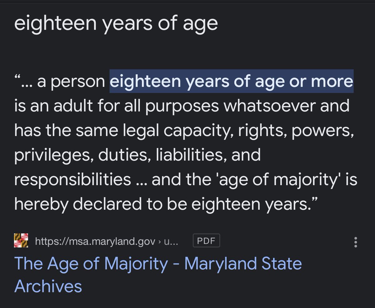 TR3Productions's tweet photo. @FOXBaltimore You will be facing lawsuits with that rule. Maryland declares you a legal adult at 18 years old https://t.co/wzAXAdjMvQ