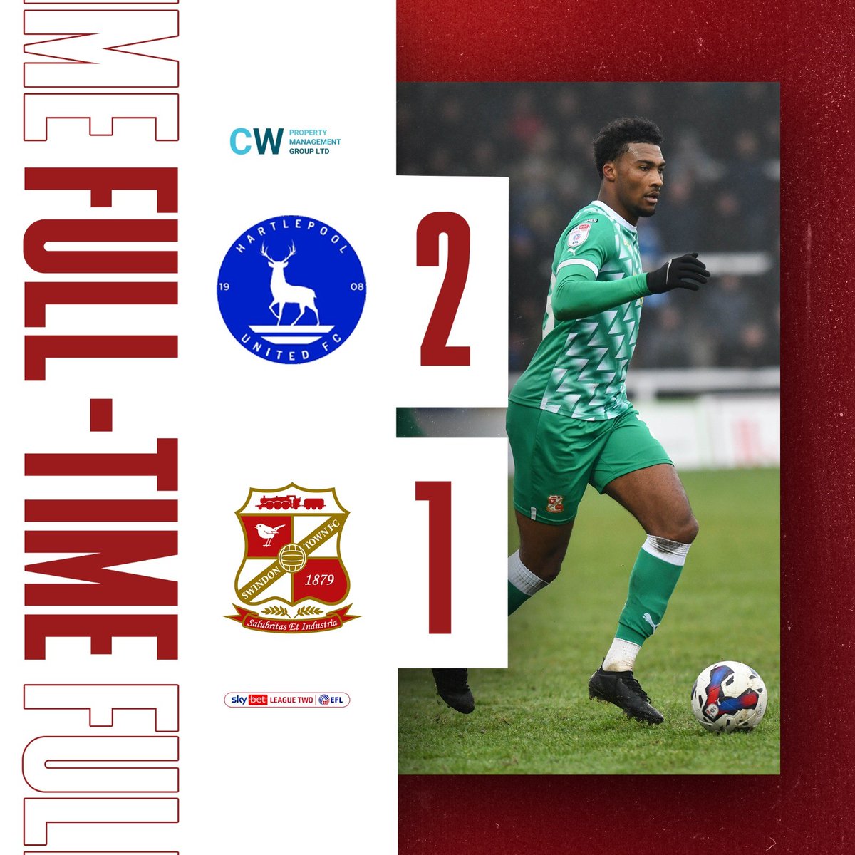 Official_STFC's tweet photo. FULL TIME: Hartlepool 2-1 Swindon...

Town succumb to another late blow as the hosts net twice at the death to claim all three points.

#STFC 🟢⚪️ https://t.co/YVCThbNlCf