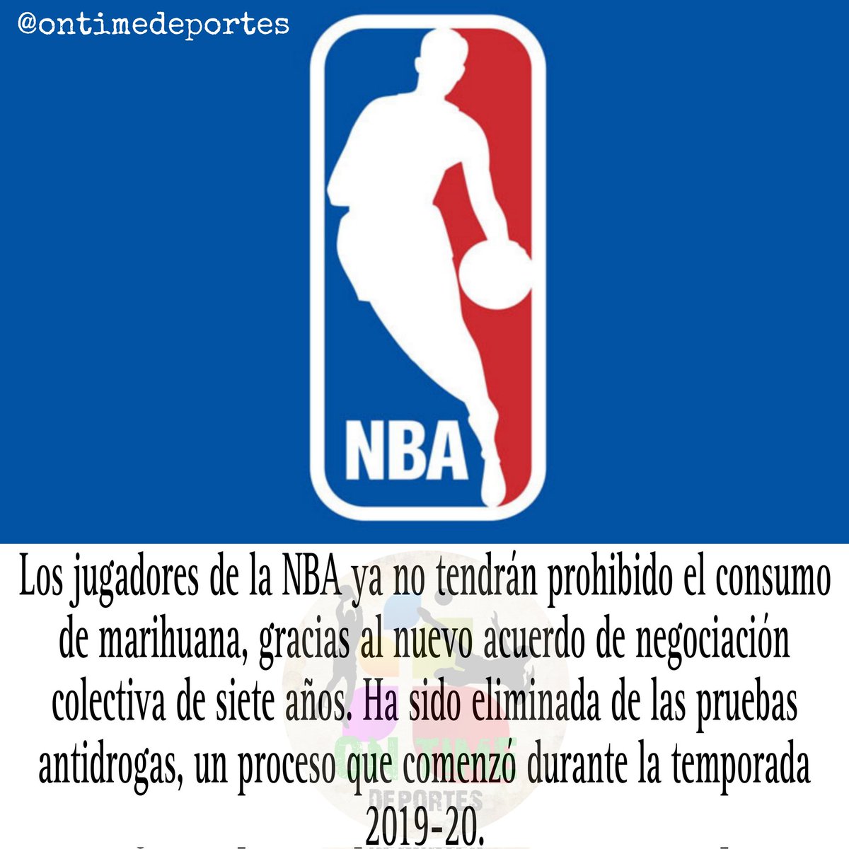 OnTimeDeportes's tweet photo. Se acabó la penalizacion por la marihuana en la NBA. 
.
.
.
.
.
.
#nba #baloncesto #basketball #deportes #sportsnews #ontimedeportes https://t.co/8Am3lh6nUx