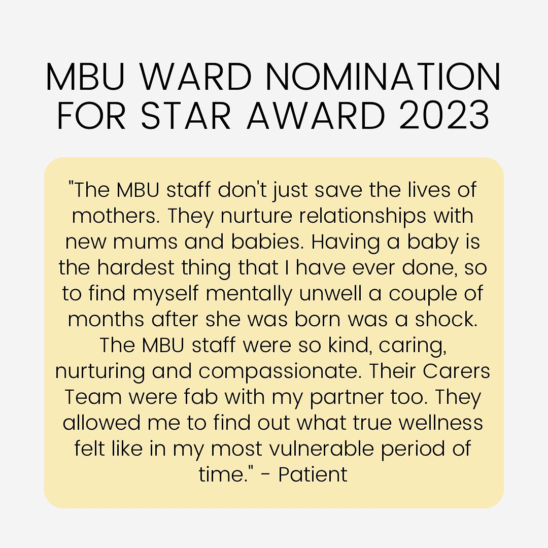 Thank you to the patient who nominated the MBU for the Star Awards. It mean a lot to the whole staffing team.  If you would like to nominate a team or member of staff within @southernhealth_nhsft for a Star Award, please go to the link in our bio. Nomination close on the 10 April