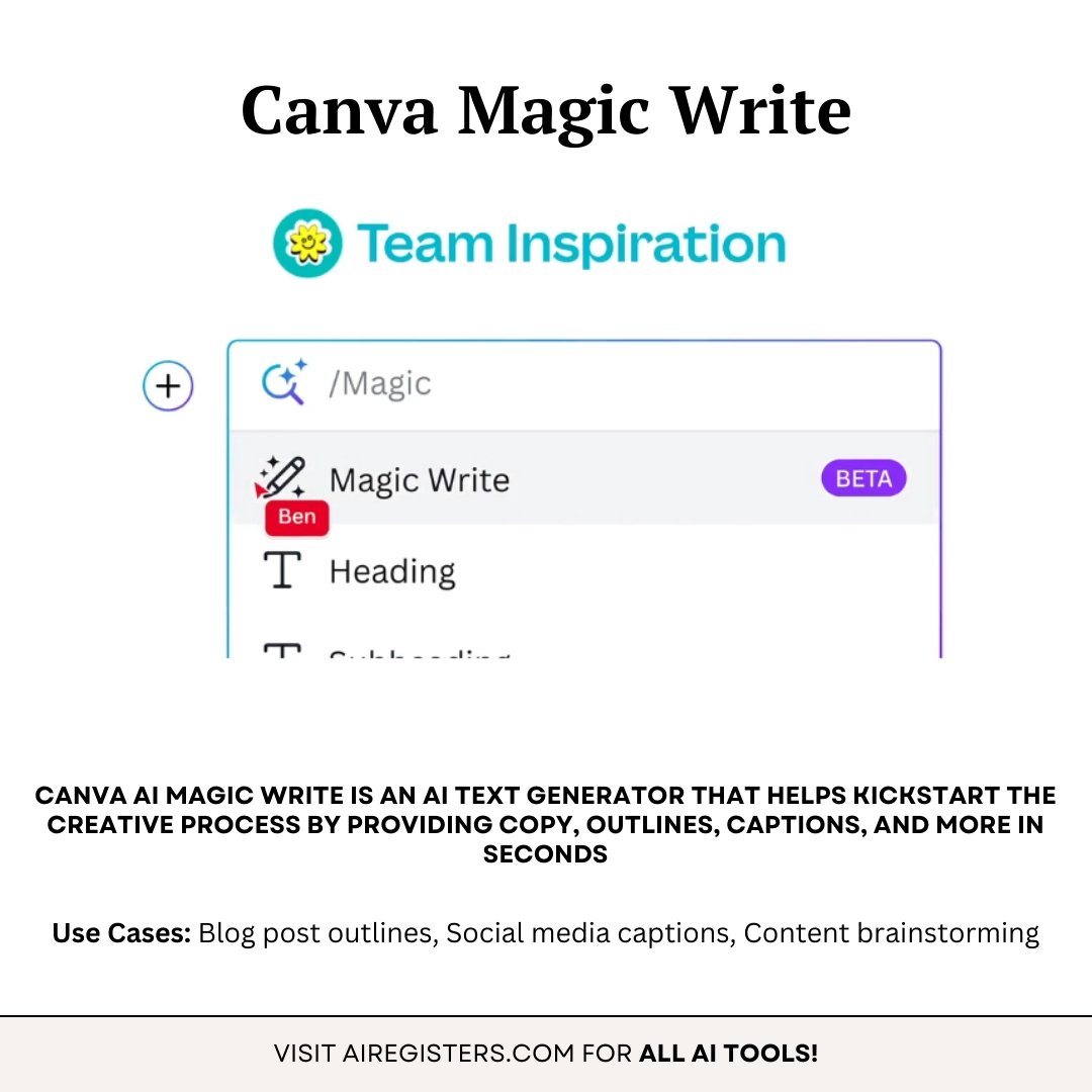 ArrheniusLey's tweet image. Stuck on your first draft? Canva AI Magic Write can help! Kickstart your creative process with AI text generation and get copy, outlines, captions, and more in seconds. Try it now in Canva Docs! #CanvaAI #MagicWrite #CreativeProcess
Make Money using AI: vist.ly/3uvi