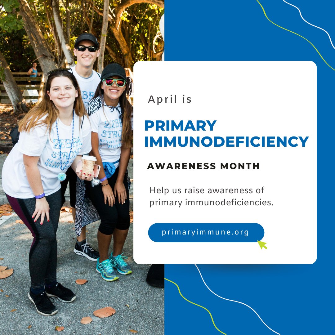 April is National Primary Immunodeficiency Awareness Month! With your help, we can raise awareness and increase the understanding of primary immunodeficiencies (PI), which can lead to earlier diagnosis and better care for those living with PI.
