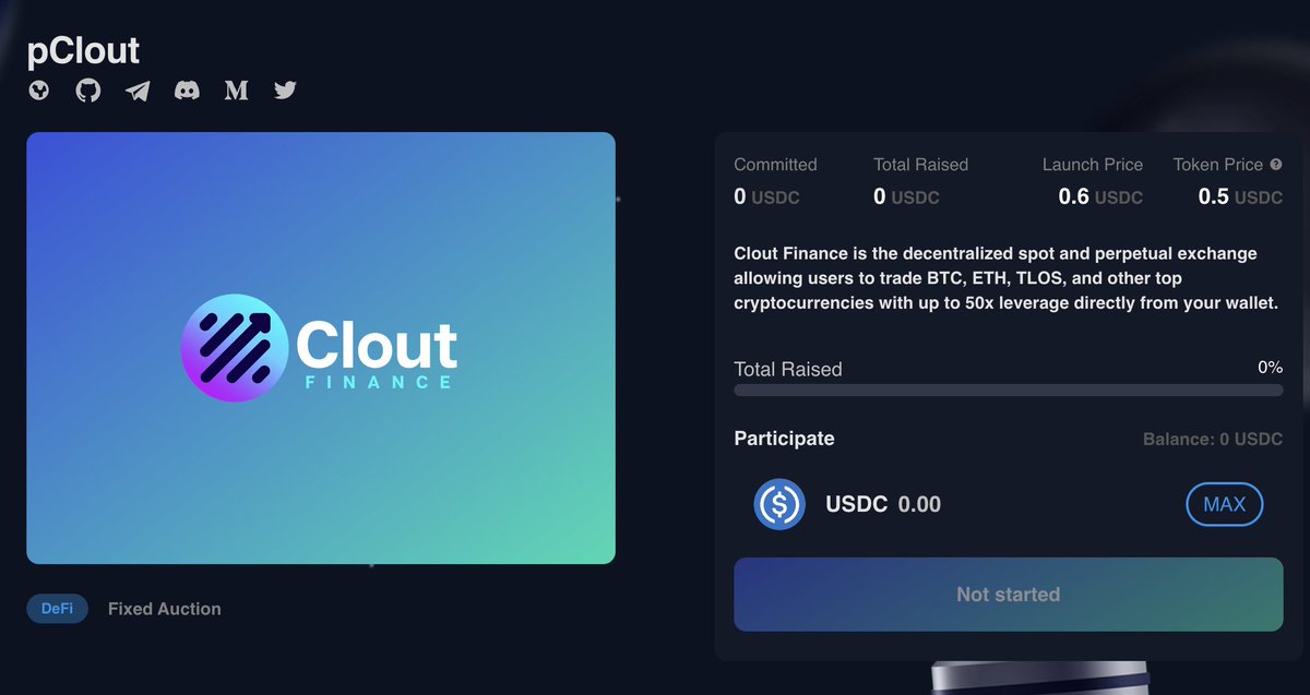 The Launchpad is set on @SwapsicleDEX Get your hands on $pCLOUT by providing $USDC
📍Start: April 3, at 3:00 PM UTC
📍End: April 17, at 3:00 PM UTC
💰Token Price: $0.5

<a href="/HelloTelos/">Telos</a> $TLOS $CLOUT