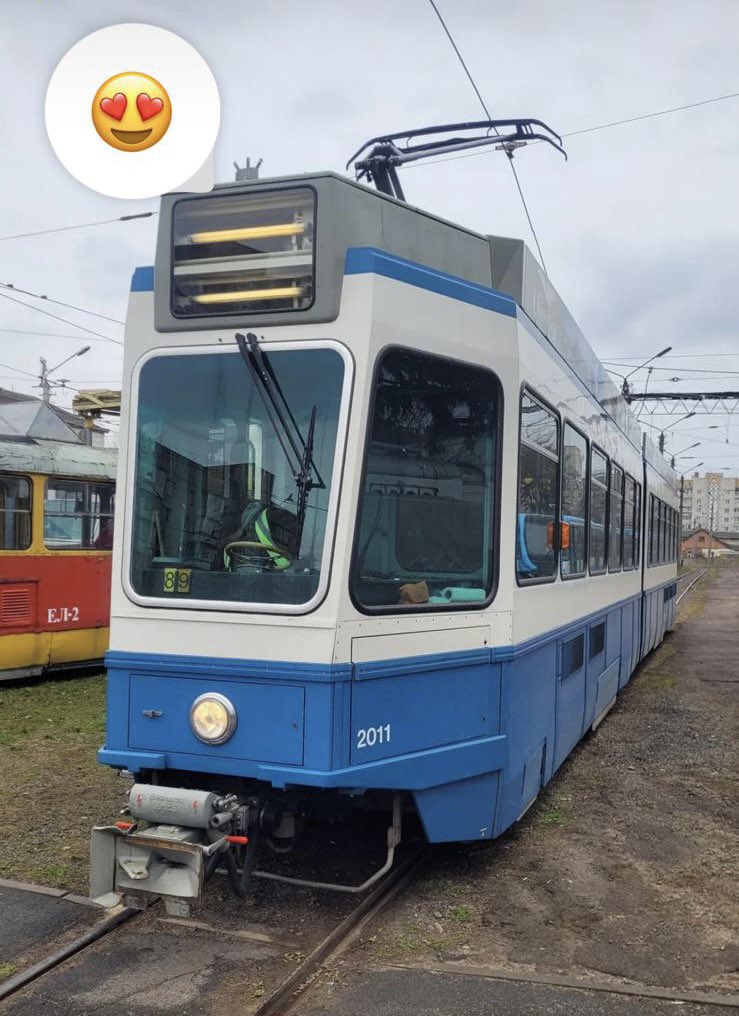 tramathon's tweet photo. The first #Tram2000 from #Zurich arrived today in Vinnytsia ! 
🤍💙 for 💛💙 https://t.co/XORTf5gAuF