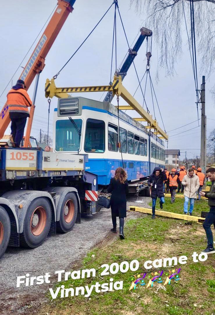 tramathon's tweet photo. The first #Tram2000 from #Zurich arrived today in Vinnytsia ! 
🤍💙 for 💛💙 https://t.co/XORTf5gAuF
