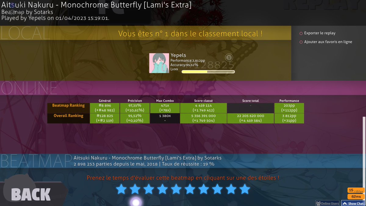 yepel5's tweet photo. I'm done with elden ring + back to osu! + new monitor, from 60 to 165hz => new 200+ pp score :D https://t.co/7QHYPzZcQ8