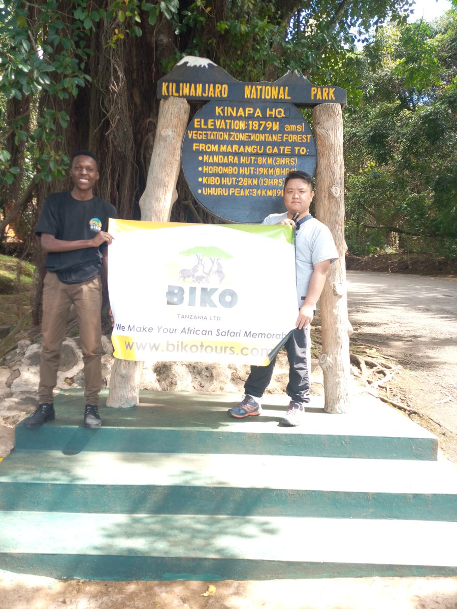 BikotoursC's tweet photo. @bikotourstz We are currently at the Mountain Gate of the Marangu Route with a client who needs to trek Kilimanjaro for a day excursion with the objective to reach Mandara Hut at 2700m. Our hike will be 8 km ascending and 8 km descending.
#hikingadventures https://t.co/jKiYE0c2gJ