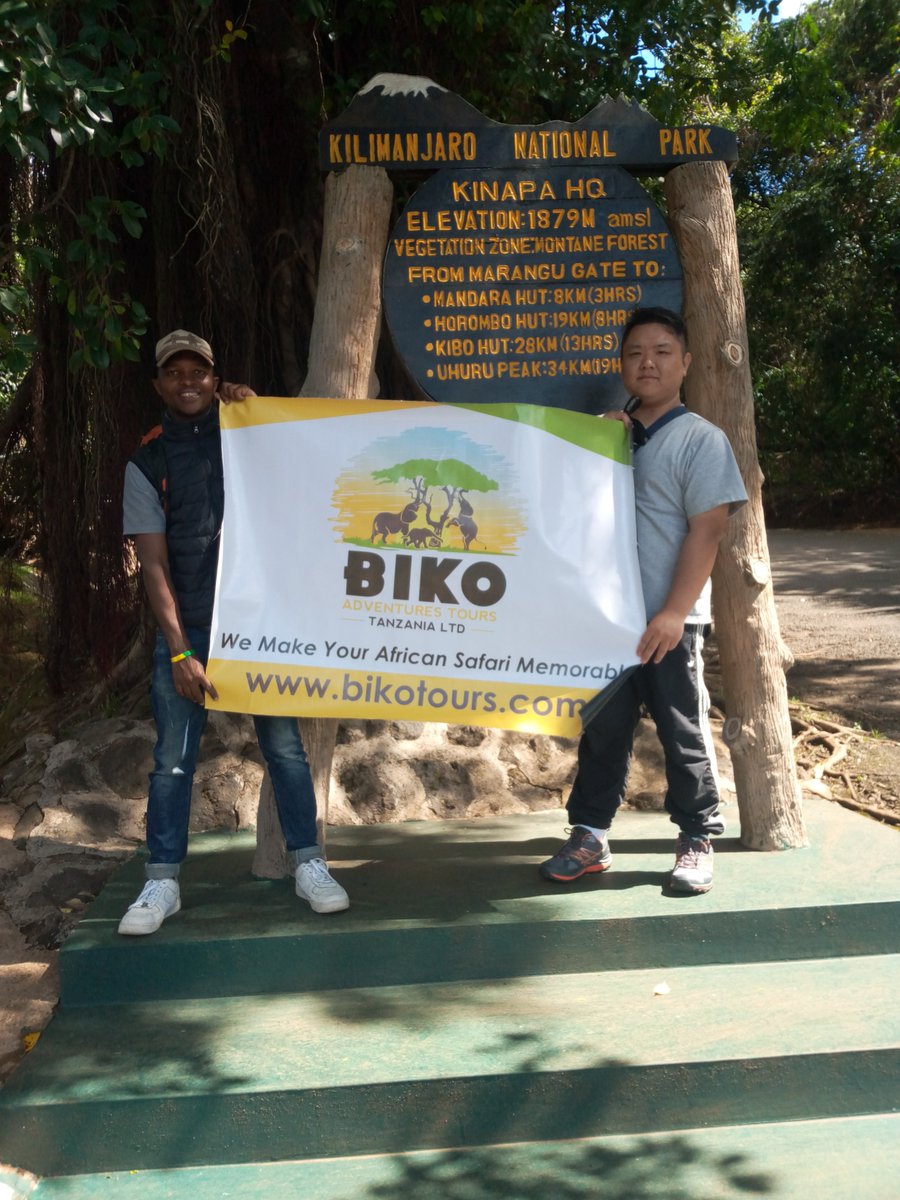 BikotoursC's tweet photo. @bikotourstz We are currently at the Mountain Gate of the Marangu Route with a client who needs to trek Kilimanjaro for a day excursion with the objective to reach Mandara Hut at 2700m. Our hike will be 8 km ascending and 8 km descending.
#hikingadventures https://t.co/jKiYE0c2gJ