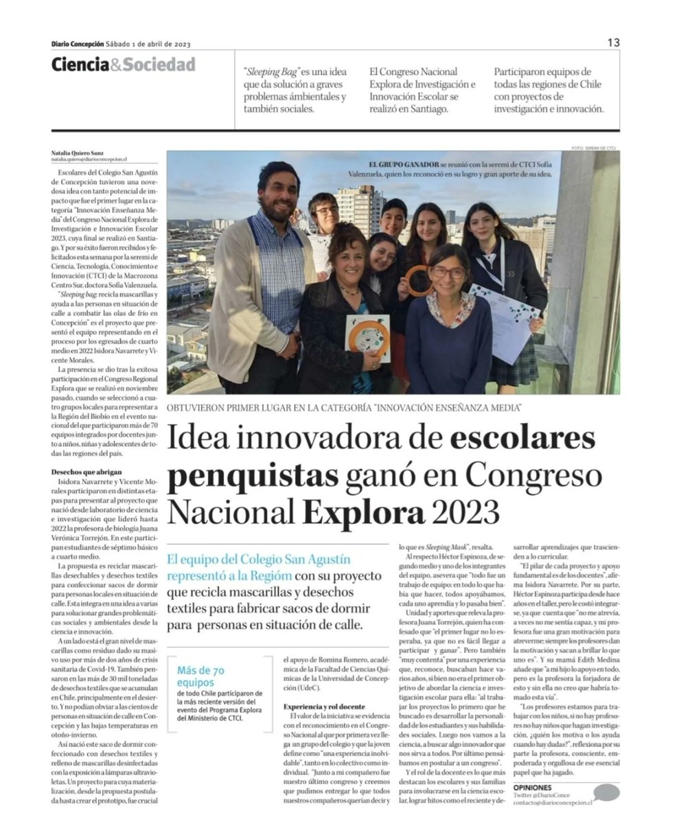 SeremiCienciaB's tweet photo. Hoy @DiarioConce 📰 destaca al equipo de la región del Biobío que ganó el Congreso Escolar Explora en la categoría Innovación Enseñanza Media👏🏻👏🏻.

Lee la nota completa en 
👉  https://t.co/KKVHNwzIG3 https://t.co/w27GTQIp7S