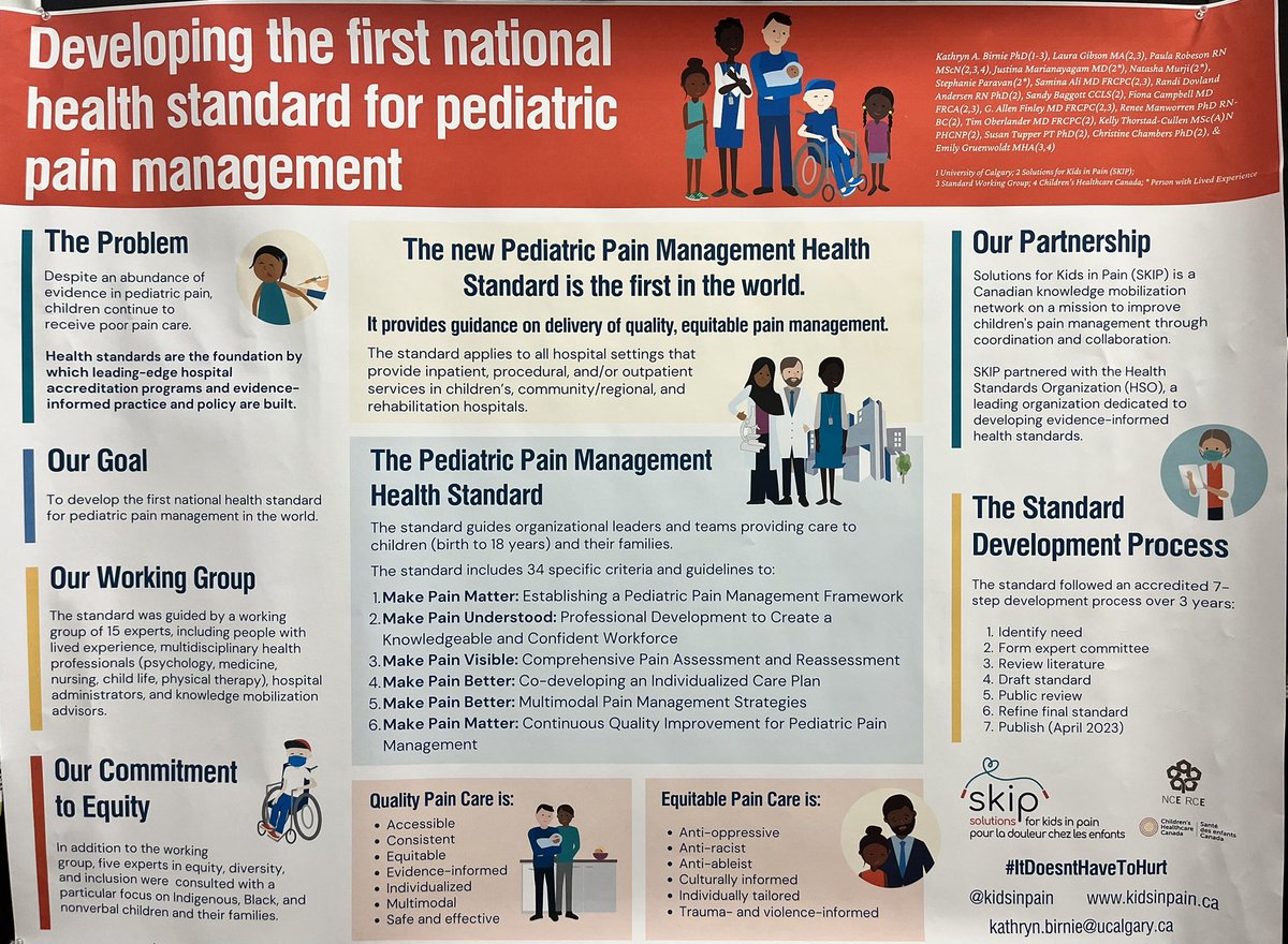 We’ve developed the 1st national health standard for Pediatric Pain Management in the 🌍!! Come check out more #SPPAC2023 poster 97.  Watch for the standards public launch <a href="/KidsInPain/">Solutions for Kids in Pain</a> @HSO_world on Monday April 3rd! #ItDoesntHaveToHurt