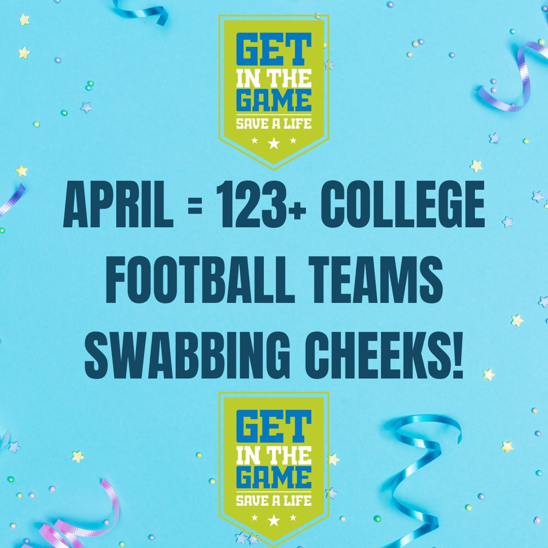While it may be true that April showers bring May flowers, in the #Getinthegame world April showers are bringing 87 &amp; counting #BeTheMatch registry drives! Our NCAA Football teams will be helping to give patients in need a 2nd chance at life! 💙🏈 #Scoreboardsaturday