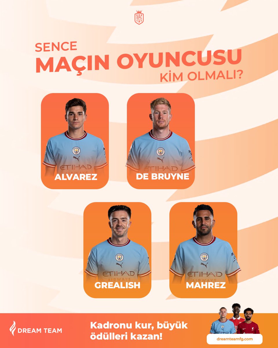 🔵  Manchester City 🆚 Liverpool 🔴 

📲 <a href="/dreamteam_fg/">Dream Team</a> ile 'Maçın Oyuncusu' oyunuz kime gidiyor? 👇