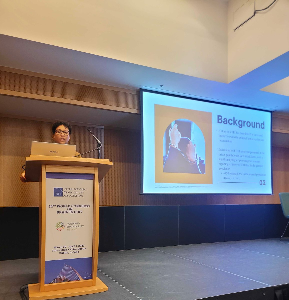 JadeTMitchell1's tweet photo. Thank you to my mentor @duffalab for her support &amp; the IBIA meeting in Dublin #IBIA23 for allowing me to present my study regarding comprehension of complex language in legal contexts/Miranda warnings in TBI and my work on SLP management of post-TBI mem disorders @VUMCHearSpeech https://t.co/39jVM7lA0i