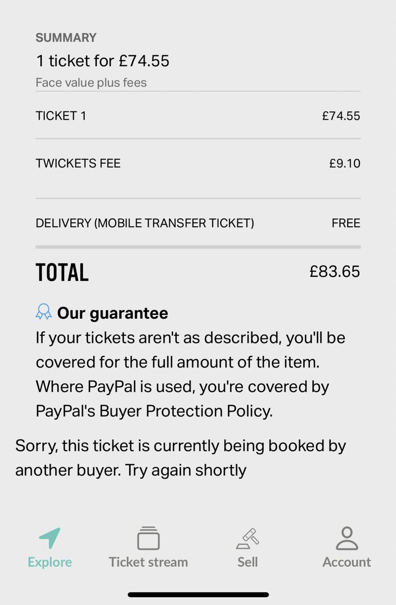 AdamWelham's tweet photo. Trying to reach paramore twitter with this, but has anyone been able to get UK tour tickets through @Twickets ? I literally tap the second the notification pops up and “sorry, tickets being bouget by another buyer”. Every single time. Anyone had any luck? #paramore #twickets https://t.co/LbheHmCBwz