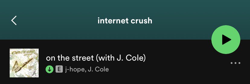 'on the street (with J.Cole)' by j-hope has been added on Spotify playlist 'internet crush'🔥 (spotify.link/MRhA2Fh0Dyb) #jhope #on_the_street #JCole @BTS_twt