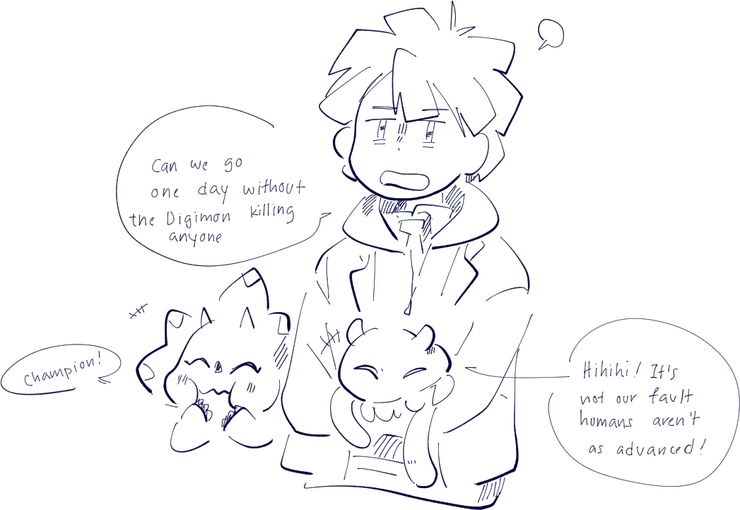 hazakura boys and their digimon are so funny 