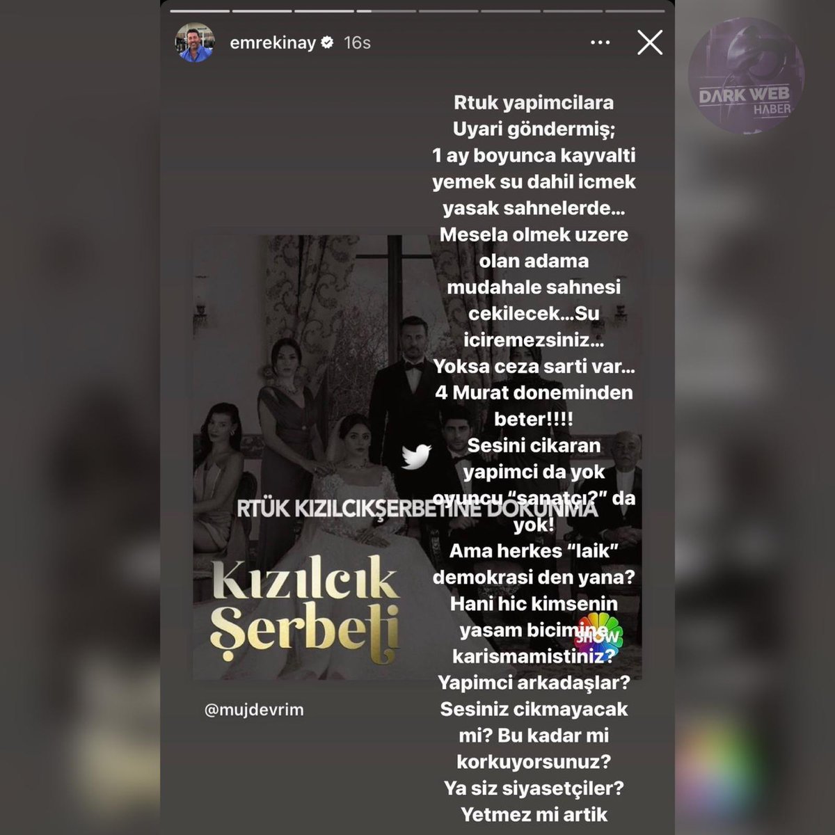 Emre Kınay: “RTÜK, Bütün dizilerde Ramazan boyunca yeme-içme sahnelerini yasakladı.”