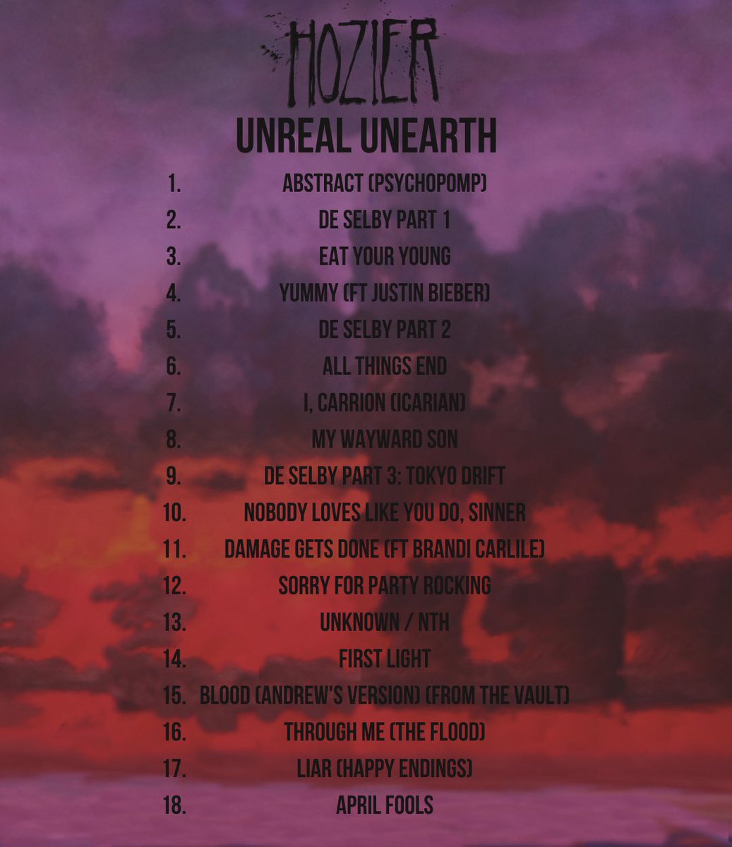 HzoierNot's tweet photo. It’s with immense pleasure and great delight that I share with you the full tracklist from my upcoming album, Unreal Unearth.

Looking forward to seeing many of you on tour soon. Much love 🖤 https://t.co/N3BnKZMeja