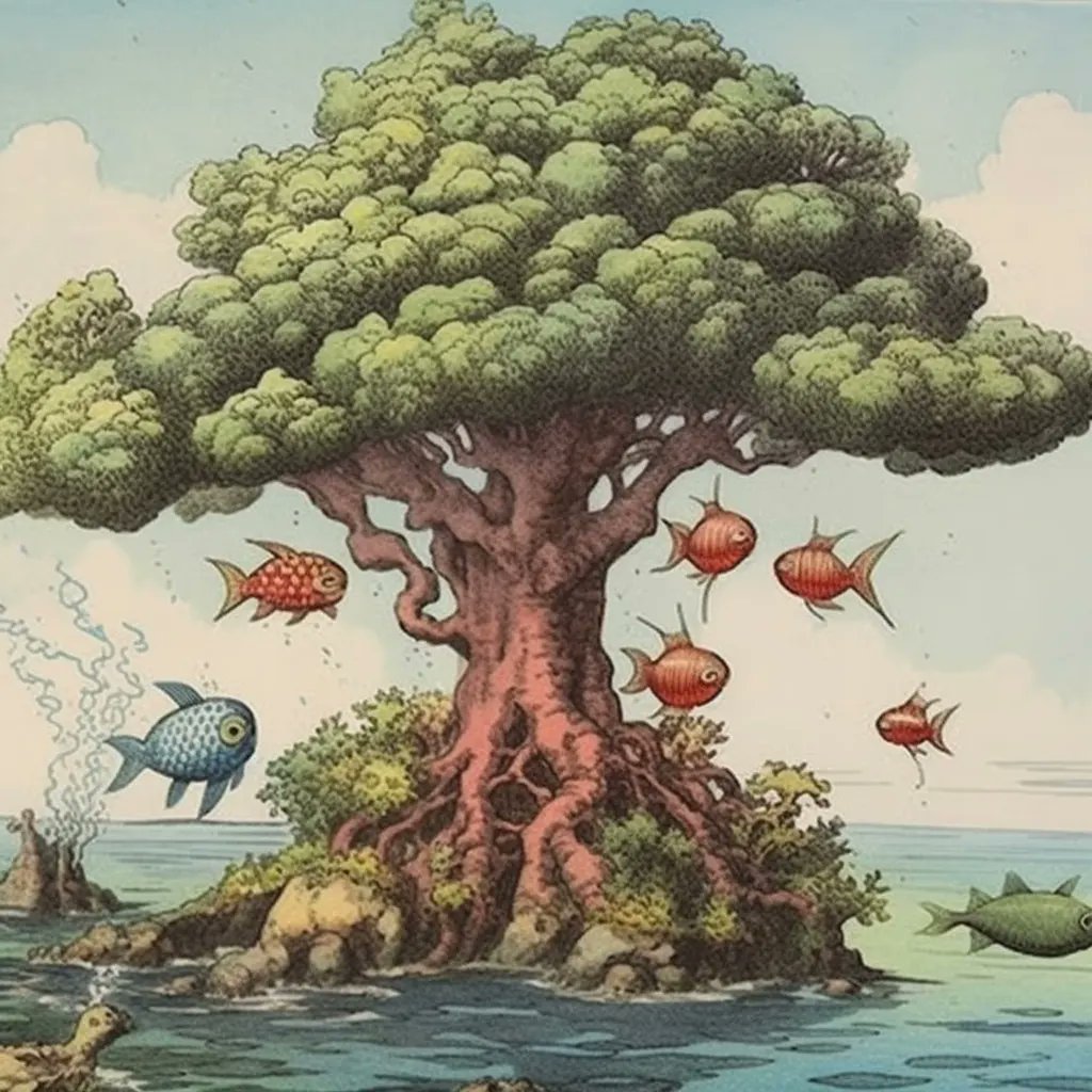 retinafunk's tweet photo. The tree of life
Inspired by the book Codex seraphinianus
imagined with AI Midjourney
#codexseraphinianus #treeoflife #surrealart #psychedelicart #synthography #art #explore #memyselfandai #aiart #midjourney #art #midjourneyart #aiartcommunity #midtrip #retinafunk https://t.co/oLFOvrcGJG