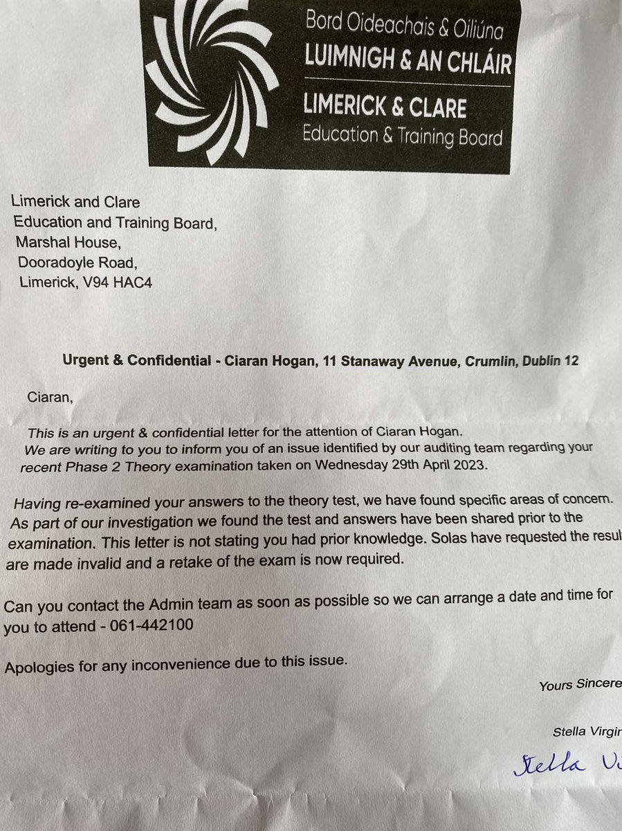 piercehogan2's tweet photo. @ciaranhogan21 Check the date on that letter 😂 https://t.co/KbYfaF6Zeo