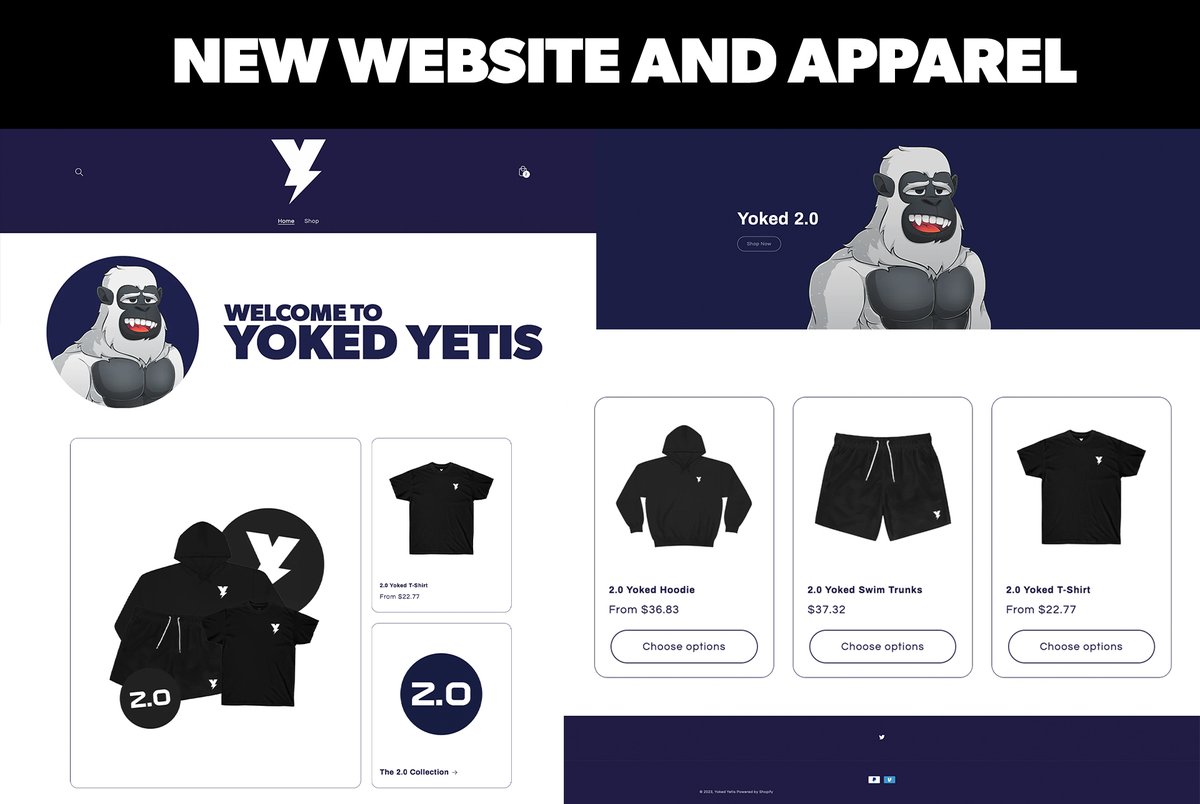 New website and apparel 😈👏

The ultimate NFT brand for fitness enthusiasts and health nuts alike! Our Yetis are not your average creatures of the wild, they are jacked and pumped up with muscles that could rival those of any gym bro  

Go check it out - yokedyetis.co