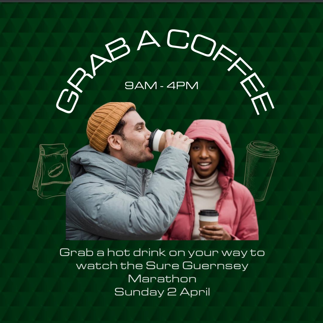 Watching the <a href="/gg_marathon/">Guernsey Marathon</a> runners from the west coast? Swing by to Pitchside Café at Aztech for a hot cup of coffee before you go cheer them on! #coffee #sureguernseymarathon #fuel