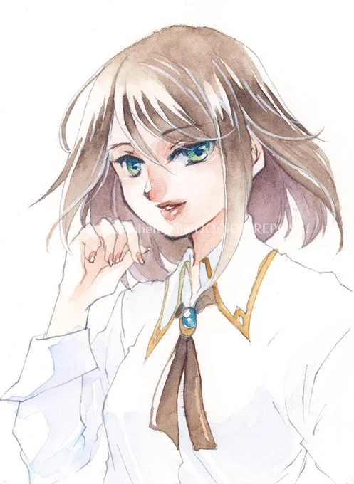 珍しく二次創作ではなく創作キャラを描いてみた透明水彩・コピックマルチライナーすべてポールルーベンス水彩紙中目(※ハードカバーが白い方) #透明水彩 