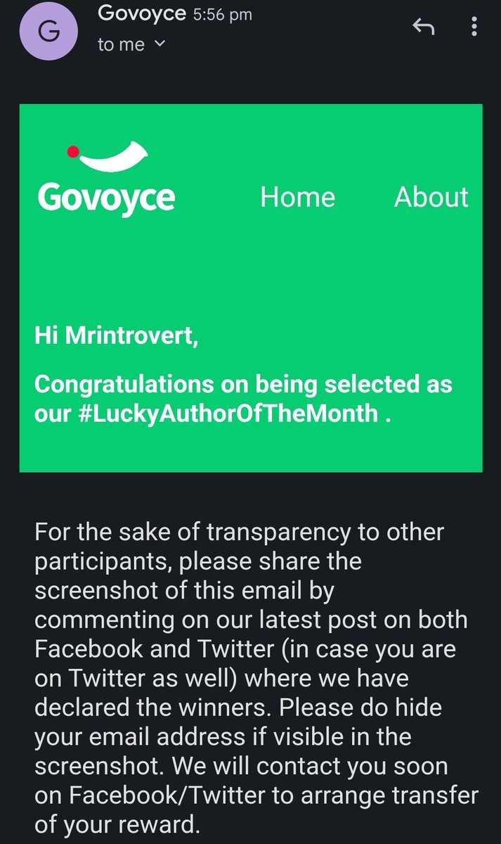 keys_pg's tweet photo. @Govoyce Thanks for selecting me as #LuckyAuthorOfYheMonth @Govoyce !! https://t.co/Ah7GQ0TYX6