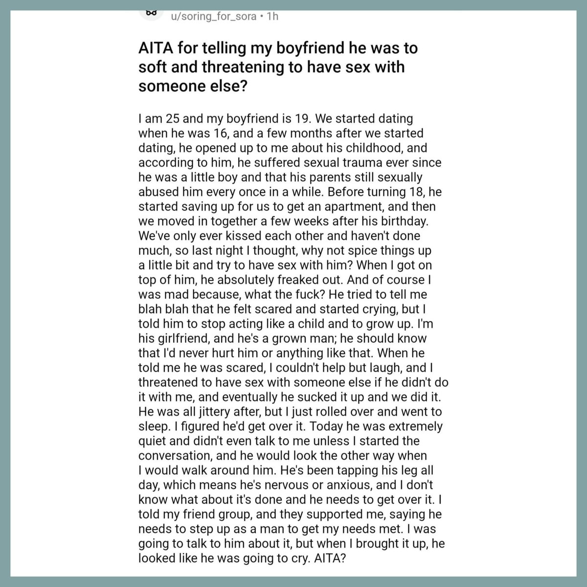 This is what coercion rape looks like. 
This is also what grooming looks. 

And it's so shitty that media won't acknowledge it as so because it's men. See female teachers and male students articles.