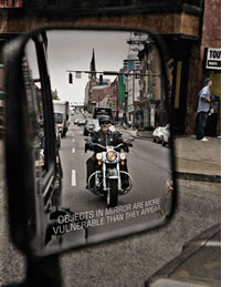 MassRMV's tweet photo. Because of its small size, a motorcycle can be hard to see in traffic. #CheckTwice for motorcycles! #MAMotorcycleSafetyAwarenessMonth https://t.co/aAUeYWXqLJ