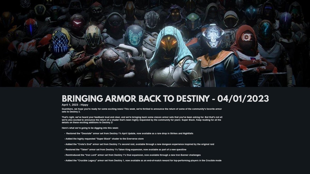Muffin_Bandit_'s tweet photo. TAKEN ARMOR IS COMING BACK!

Read below 👇

#Destiny2 #DestinyTheGame https://t.co/qAJt0coDh7