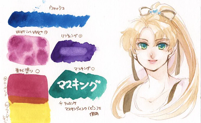 この子たちはブログでポールルーベンスの水彩紙のレビュー記事を描く際に即興で描いたんですけど、これで出番が終わるのは何となくもったいなかったので、ここから更にちょっとだけデザインを煮詰めてみましたなおキャラ設定とかはまだ特に考えてないですw 