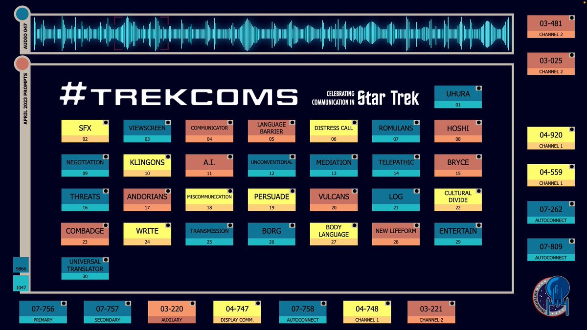 petertrek1's tweet photo. With the turning of the calendar to April, I would like to thank @ShelfNerds for coordinating March's #TrekThree prompts.  I look forward to discussing all things communications as part of April's #TrekComs prompts.
Please join if you can.  📞📢📡🖖
#MonthlyTrek https://t.co/WkHfC5riSd