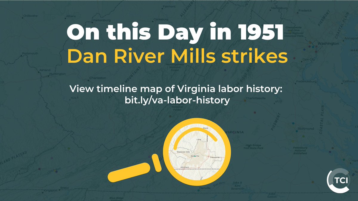TCIFiscal's tweet photo. #OTD in 1951:
A traditional wage setter for the industry, Dan River Mills plays a crucial role in a strike across the South called for by the Textile Workers Union of America. The walkout affects mills in 7 southern states.
Learn more #VaLaborHistory at https://t.co/0NrJwIL86z https://t.co/kMPqL342rQ