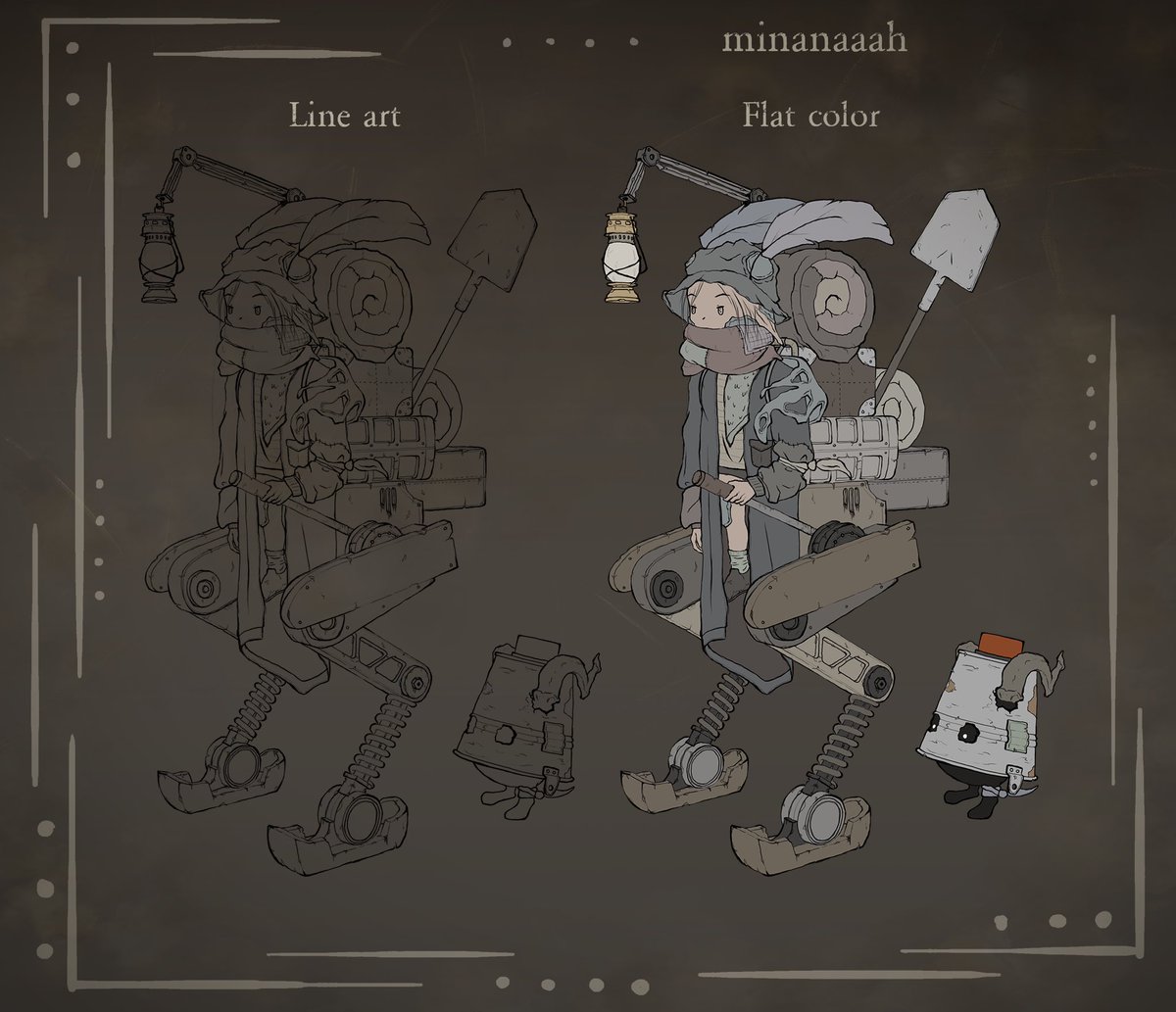 MinanAAAH's tweet photo. I created this Hobo Elf with its little companion at school. 
Did I say Hobo? I meant Dust Elf ofc :D
#conceptart https://t.co/qkIKe4XypH