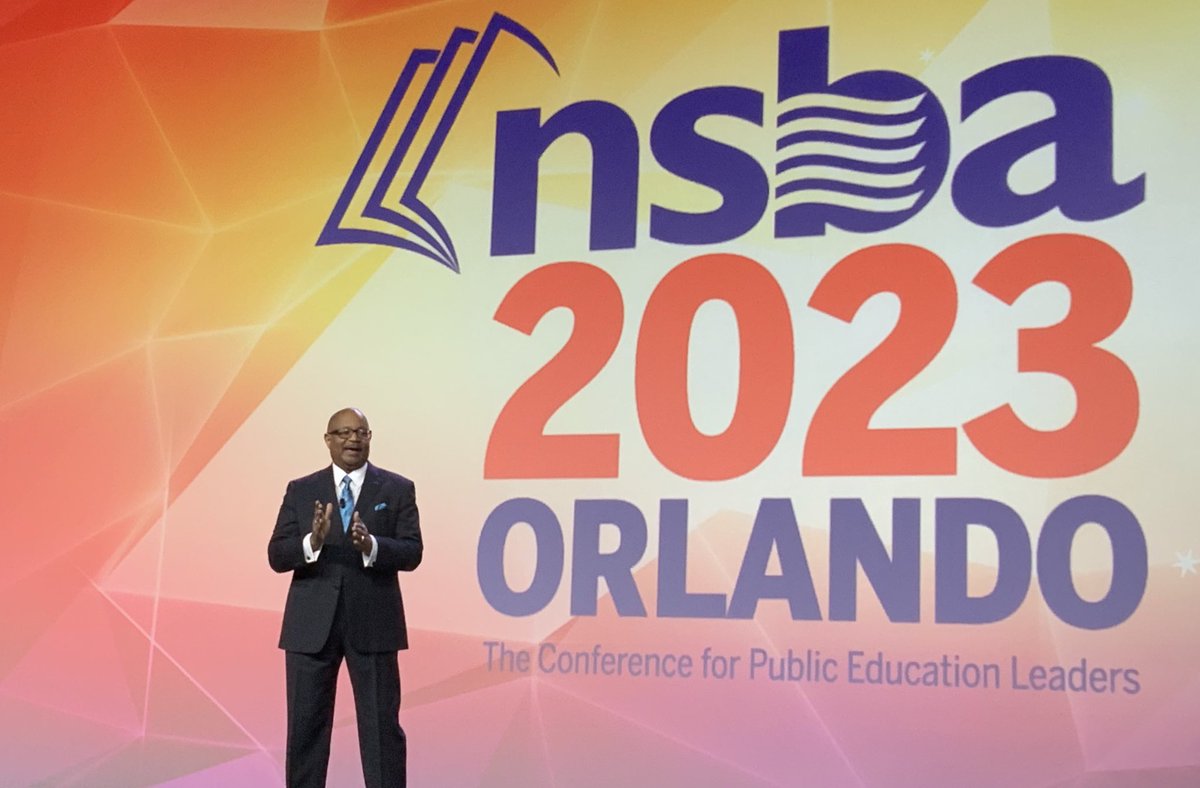 NSBAPublicEd's tweet photo. NSBA President Frank Henderson welcomes #NSBA23 attendees and thanks them for their passion, your leadership, and your partnership in service to our nation’s public school students. https://t.co/BRiCLMUkn6