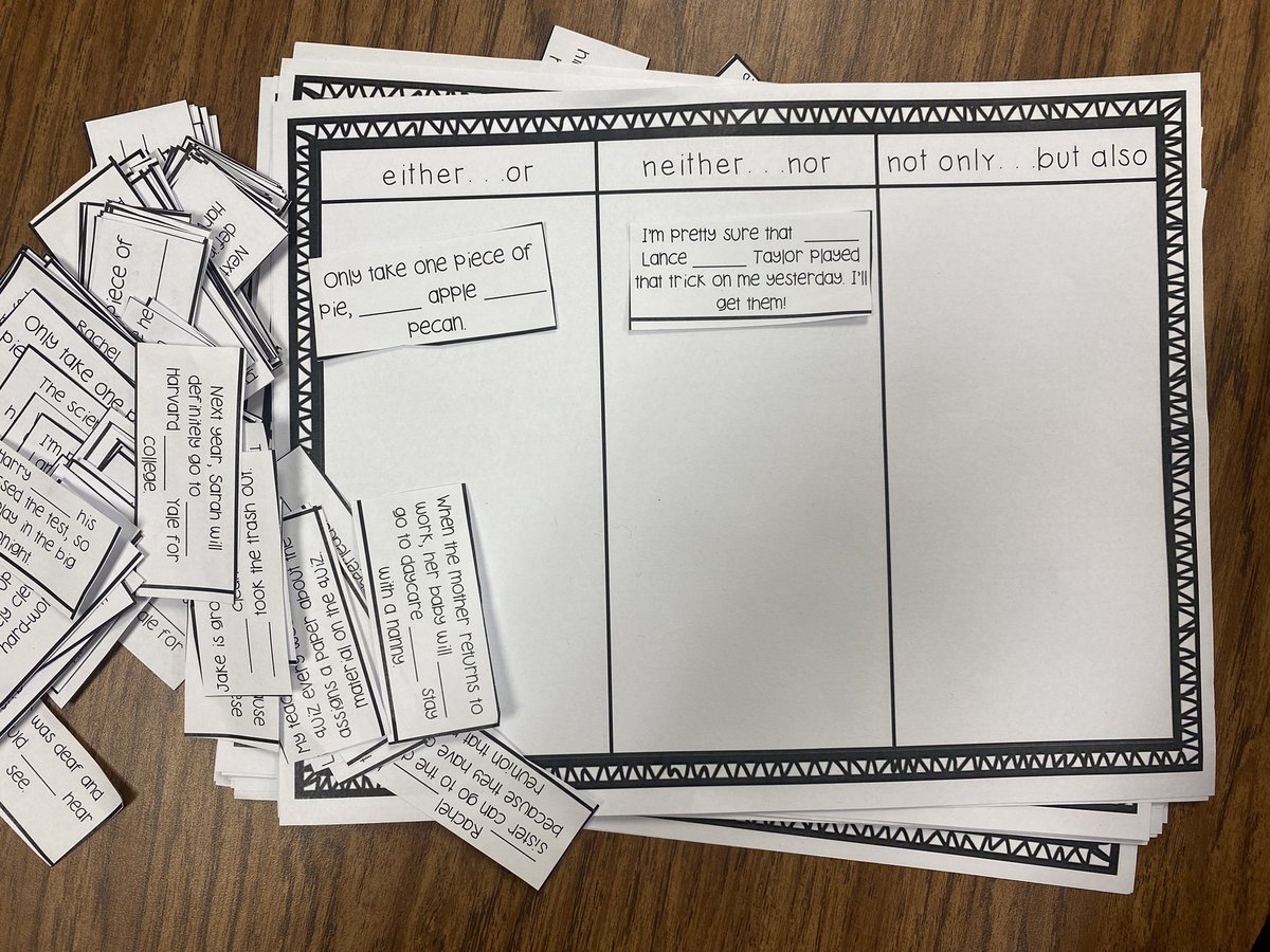 Here is one of the language activities I did with my 5th graders to practice correlative conjunctions. They worked so well together on this activity and it was fun to see them actively learning! #ela #5thgrade #level3